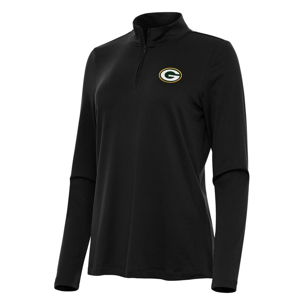 Green Bay Packers Antigua Women's Reprocess Quarter-Zip Top - Black Tops