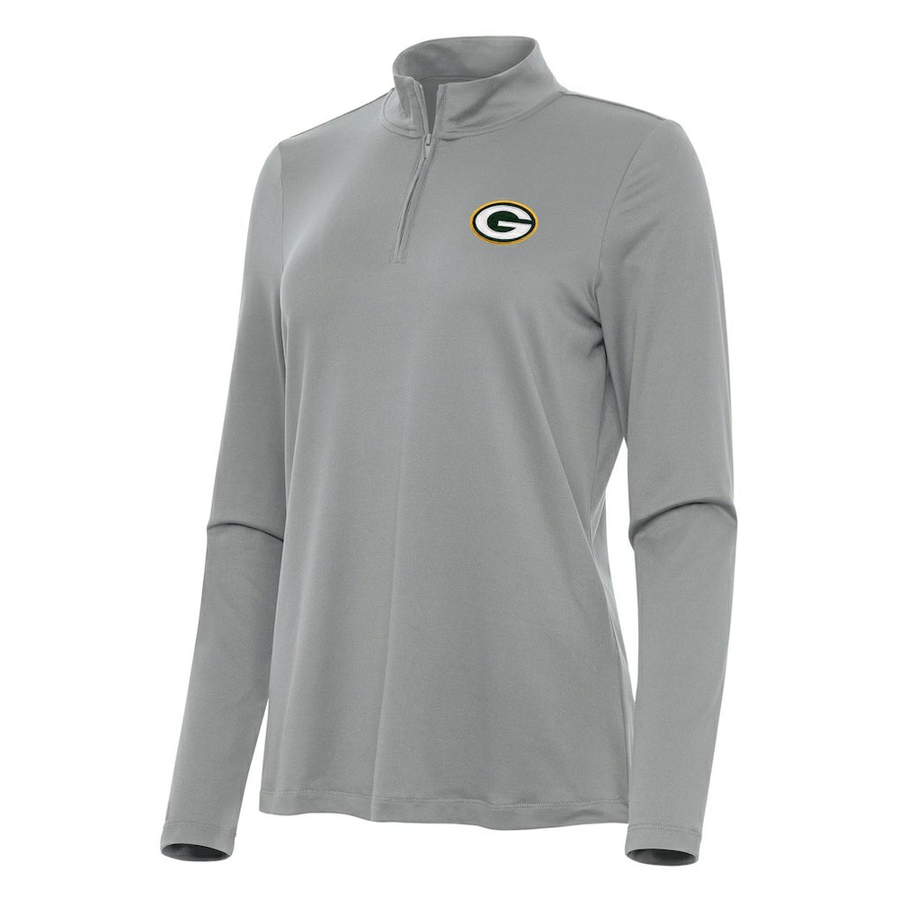 Green Bay Packers Antigua Women's Reprocess Quarter-Zip Top - Gray Tops