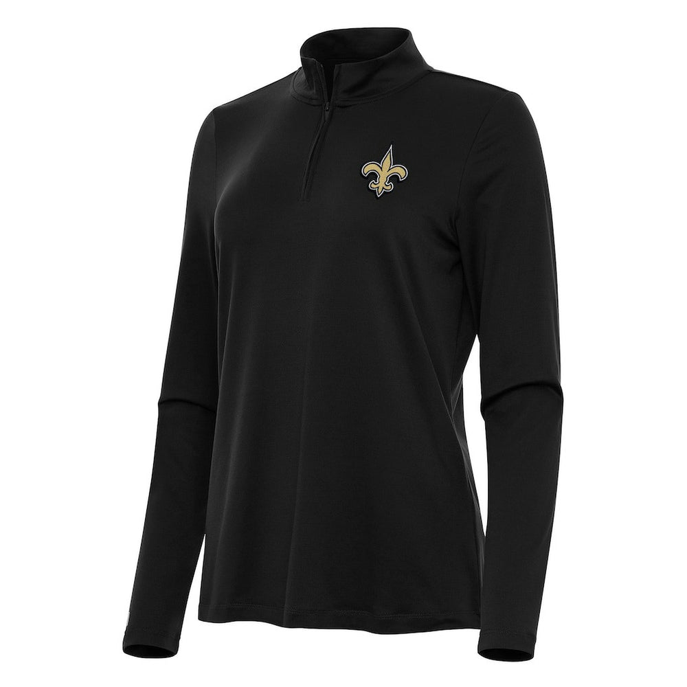 New Orleans Saints Antigua Women's Reprocess Quarter-Zip Top - Black Tops
