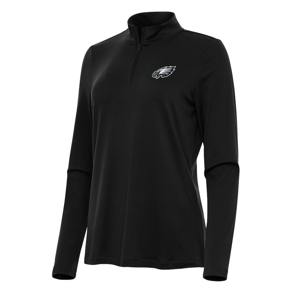 Philadelphia Eagles Antigua Women's Reprocess Quarter-Zip Top - Black Tops