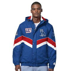 New York Giants OVO x Starter Sideline Full-Snap Puffer Jacket - Royal Jackets