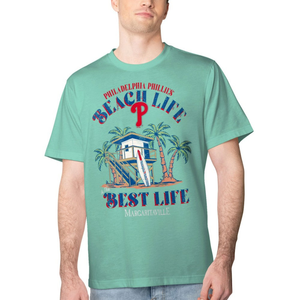Philadelphia Phillies Margaritaville Beach Hut Graphic T-Shirt - Mint T-shirts