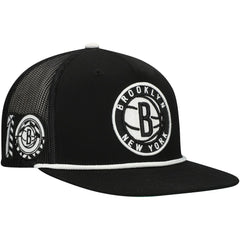 Brooklyn Nets Roper Trucker Snapback Hat Black - Mitchell & Ness