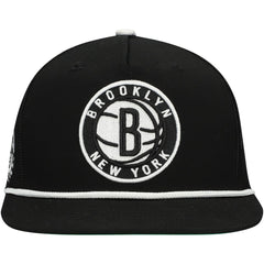 Brooklyn Nets Roper Trucker Snapback Hat Black - Mitchell & Ness