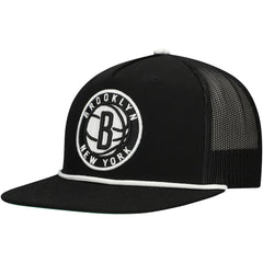 Brooklyn Nets Roper Trucker Snapback Hat Black - Mitchell & Ness