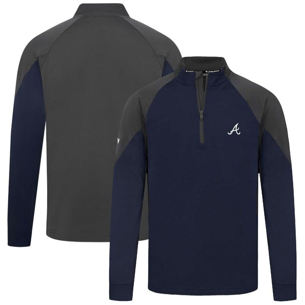 Atlanta Braves Levelwear Cadet Insignia 2.0 Raglan Quarter-Zip Jacket - Navy Jackets