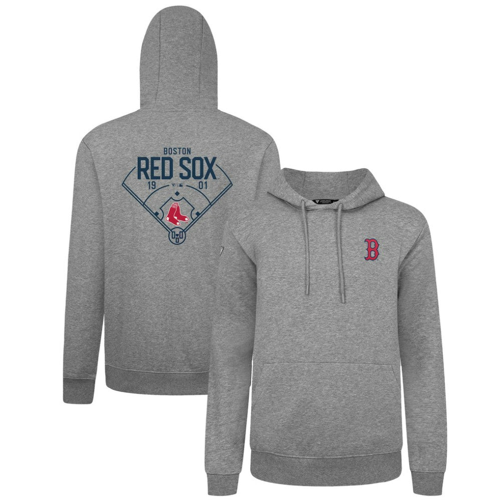 Boston Red Sox Levelwear Podium Primary Pullover Hoodie - Gray Hoodies