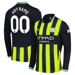 Manchester City 2024/25 Away Replica Long Sleeve Custom Jersey Navy - Puma on sale