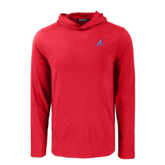 Atlanta Braves Cutter & Buck Coastline Epic Comfort Recycled Eco Hoodie Long Sleeve T-Shirt - Red Hoodies
