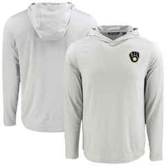 Milwaukee Brewers Cutter & Buck Coastline Epic Comfort Recycled Eco Hoodie Long Sleeve T-Shirt - Gray Hoodies