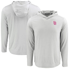 San Diego Padres Cutter & Buck Coastline Epic Comfort Recycled Eco Hoodie Long Sleeve T-Shirt - Gray Hoodies