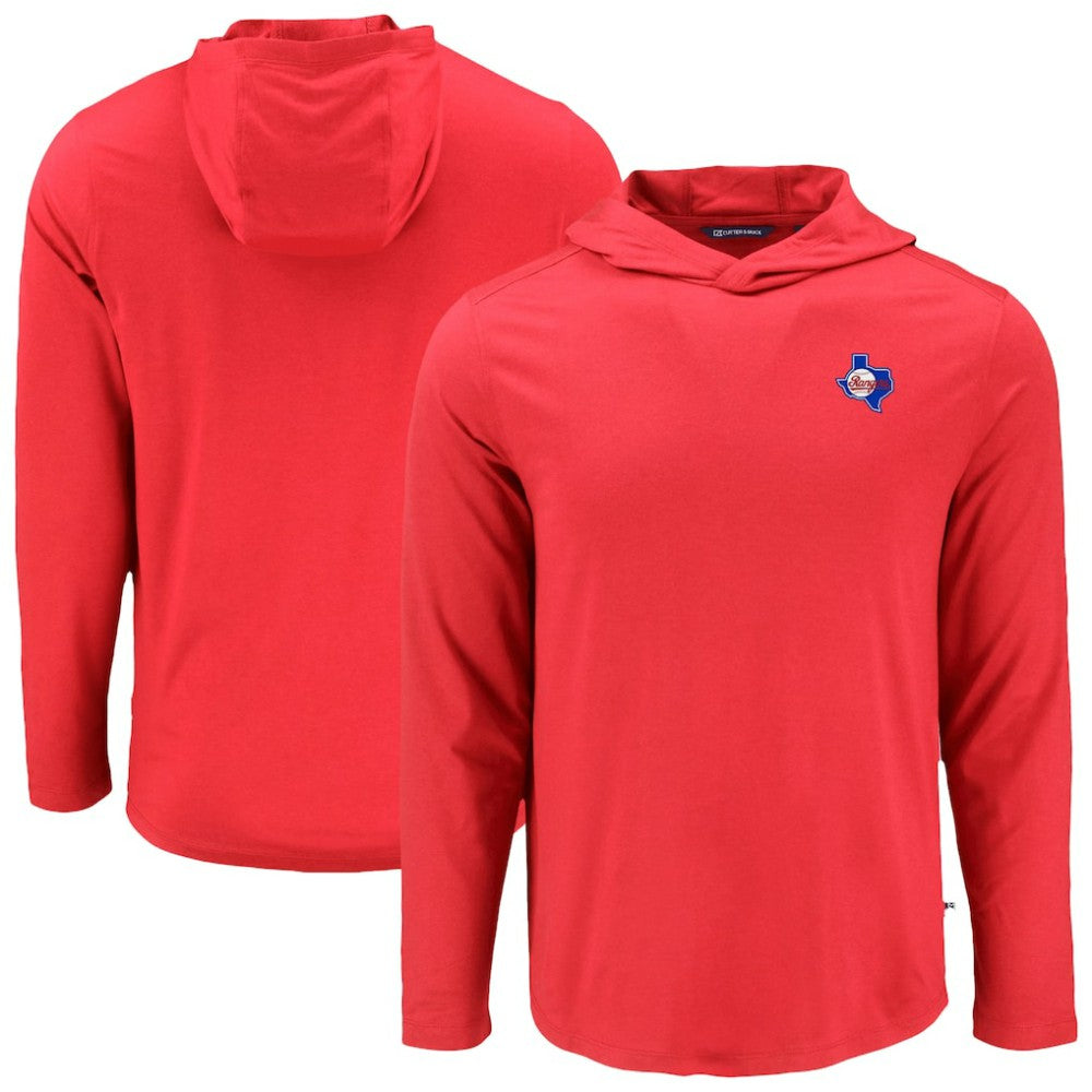 Texas Rangers Cutter & Buck Coastline Epic Comfort Recycled Eco Hoodie Long Sleeve T-Shirt - Red Hoodies