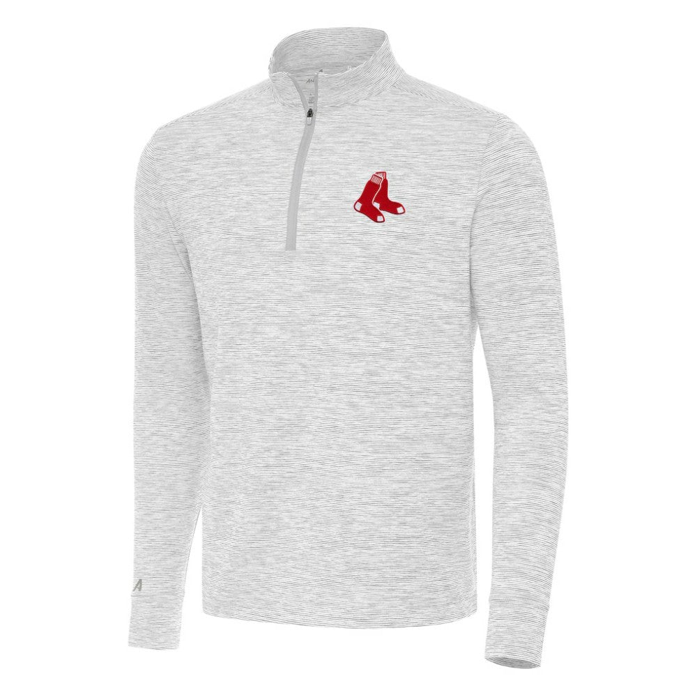 Boston Red Sox Antigua Cause Quarter-Zip Top - Gray/White Tops