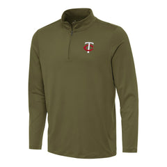 Minnesota Twins Antigua Reprocess Quarter-Zip Top - Olive Tops