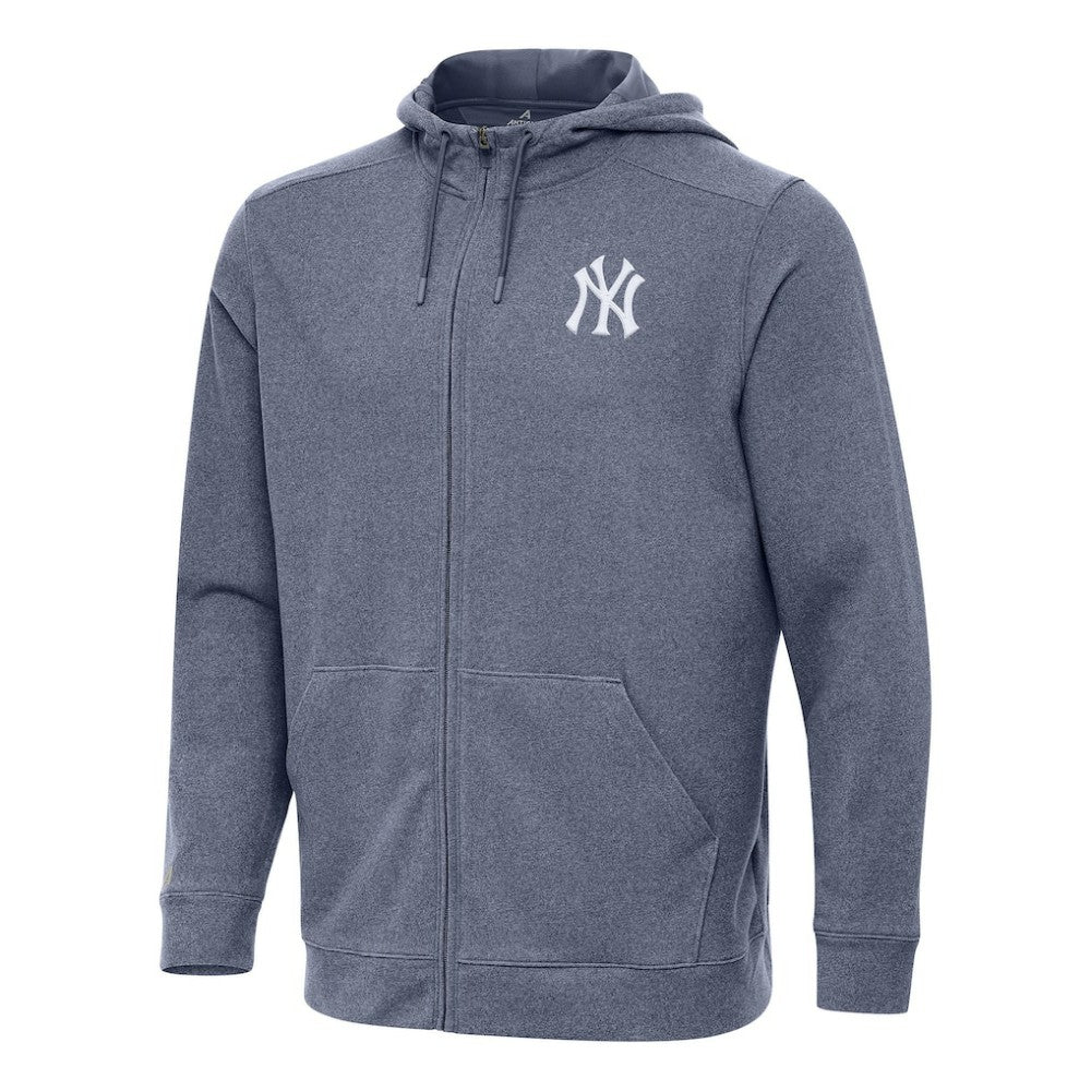 New York Yankees Antigua Effortless Full-Zip Hooded Jacket - Heather Navy Jackets