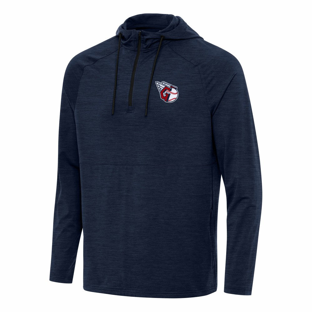 Cleveland Guardians Antigua Spikes Quarter-Zip Pullover Hoodie - Heather Navy Hoodies