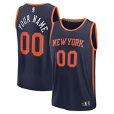 New York Knicks Fast Break Custom Jersey Statement Edition Navy - Fanatics
