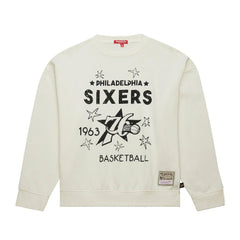 Philadelphia 76ers Women's Hardwood Classics Pullover Sweatshirt Cream - Mitchell & Ness