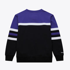 Utah Jazz Hardwood Classics Vintage Logo Head Coach Pullover Sweatshirt Black/Purple - Mitchell & Ness