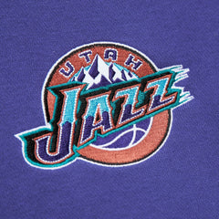Utah Jazz Hardwood Classics Vintage Logo Head Coach Pullover Sweatshirt Black/Purple - Mitchell & Ness