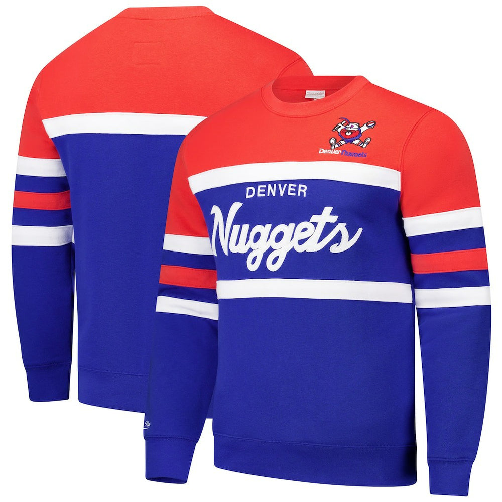 Denver Nuggets Hardwood Classics Vintage Logo Head Coach Pullover Sweatshirt Royal/Red - Mitchell & Ness