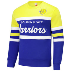 Golden State Warriors Hardwood Classics Vintage Logo Head Coach Pullover Sweatshirt Royal/Gold - Mitchell & Ness
