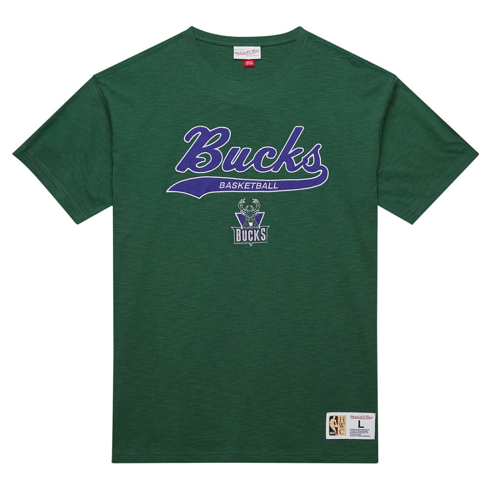 Milwaukee Bucks Hardwood Classics Felt Applique Slub T-Shirt Green - Mitchell & Ness outlet