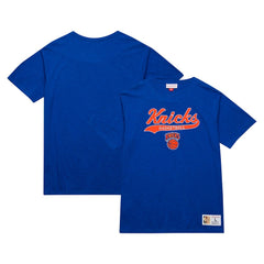 New York Knicks Hardwood Classics Felt Applique Slub T-Shirt Blue - Mitchell & Ness