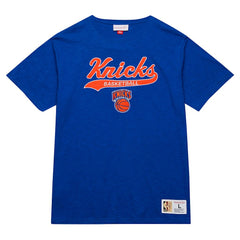 New York Knicks Hardwood Classics Felt Applique Slub T-Shirt Blue - Mitchell & Ness