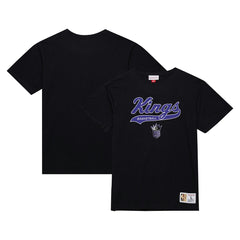 Sacramento Kings Hardwood Classics Felt Applique Slub T-Shirt Black - Mitchell & Ness