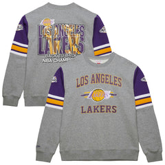 Los Angeles Lakers Hardwood Classics All Over 4.0 Pullover Sweatshirt Heather Gray - Mitchell & Ness