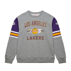Los Angeles Lakers Hardwood Classics All Over 4.0 Pullover Sweatshirt Heather Gray - Mitchell & Ness