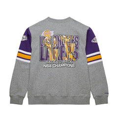 Los Angeles Lakers Hardwood Classics All Over 4.0 Pullover Sweatshirt Heather Gray - Mitchell & Ness