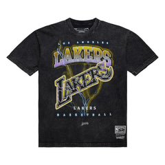 Los Angeles Lakers Unisex Hardwood Classics Vintage Voltage Premium Heavyweight T-Shirt Black - Mitchell & Ness