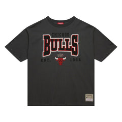 Chicago Bulls Women's Hardwood Classics Oversized Boyfriend T-Shirt Charcoal - Mitchell & Ness