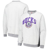 Milwaukee Bucks Vintage Logo Pullover Sweatshirt Heather Gray - Mitchell & Ness
