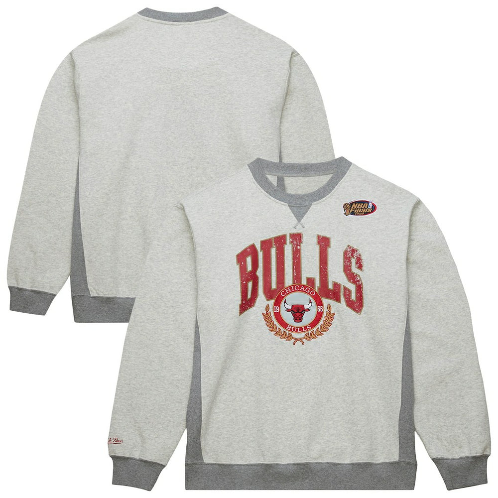 Chicago Bulls Vintage Logo Pullover Sweatshirt Heather Gray - Mitchell & Ness