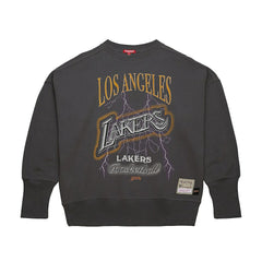 Los Angeles Lakers Women's Hardwood Classics Lightweight Pullover Sweatshirt Charcoal - Mitchell & Ness
