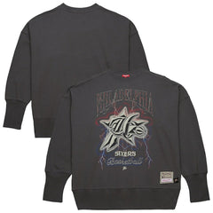 Philadelphia 76ers Women's Hardwood Classics Lightweight Pullover Sweatshirt Charcoal - Mitchell & Ness