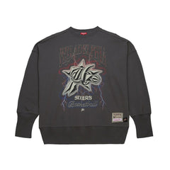 Philadelphia 76ers Women's Hardwood Classics Lightweight Pullover Sweatshirt Charcoal - Mitchell & Ness