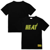 Miami Heat Hardwood Classics Neon Nights Premium T-Shirt Black - Mitchell & Ness