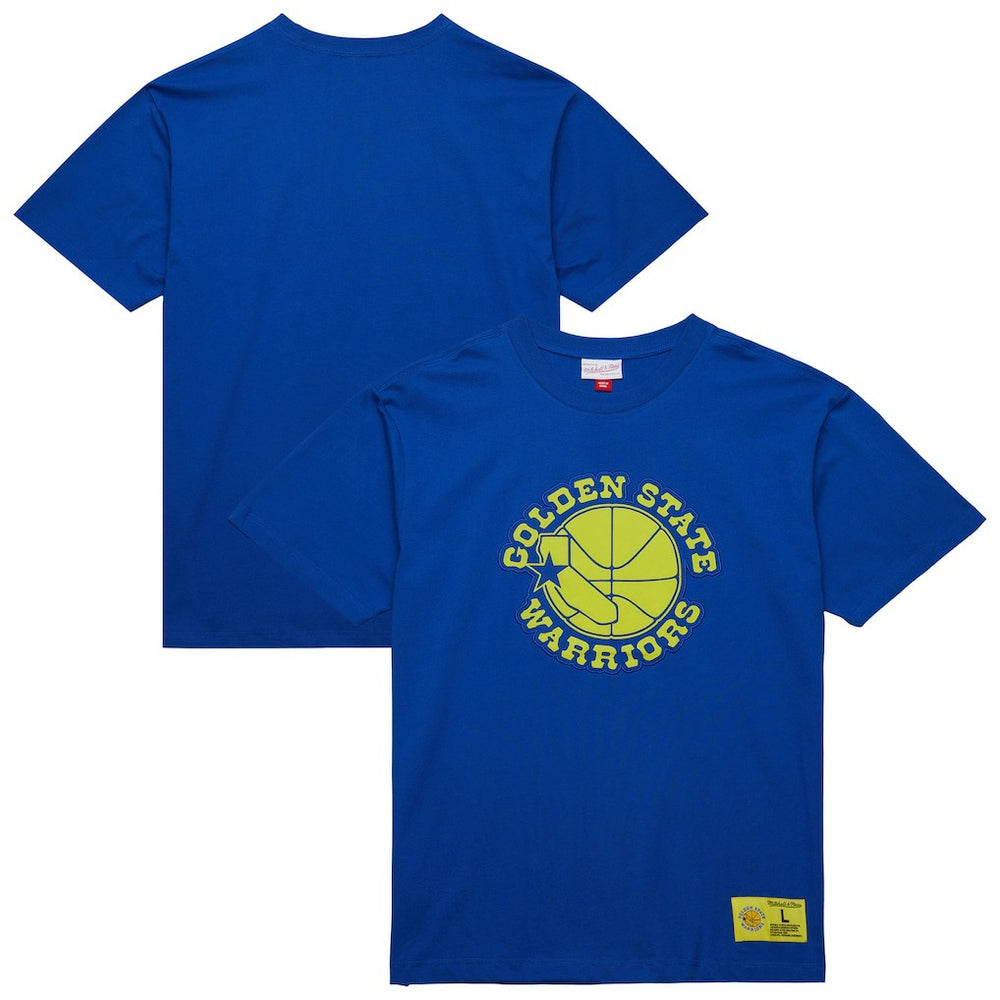 Golden State Warriors Hardwood Classics Neon Nights Premium T-Shirt Royal - Mitchell & Ness