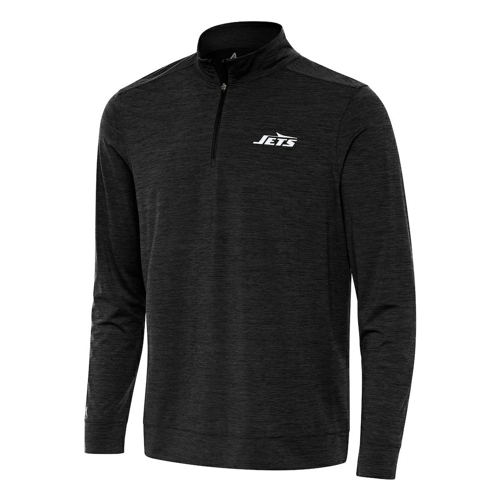 New York Jets Antigua Bright Quarter-Zip Top - Heather Black Tops