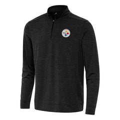 Pittsburgh Steelers Antigua Bright Quarter-Zip Top - Heather Black Tops