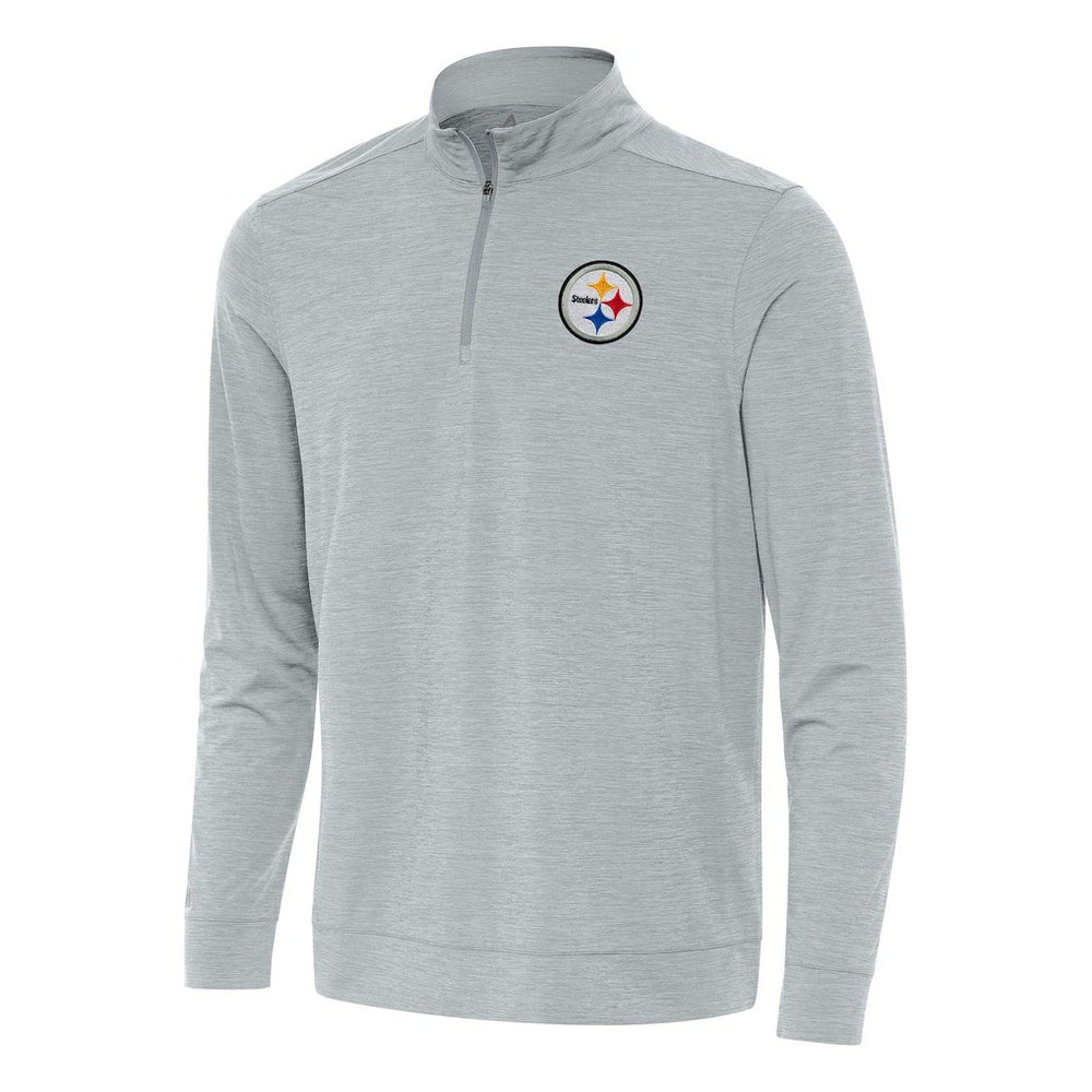 Pittsburgh Steelers Antigua Bright Quarter-Zip Top - Heather Gray Tops