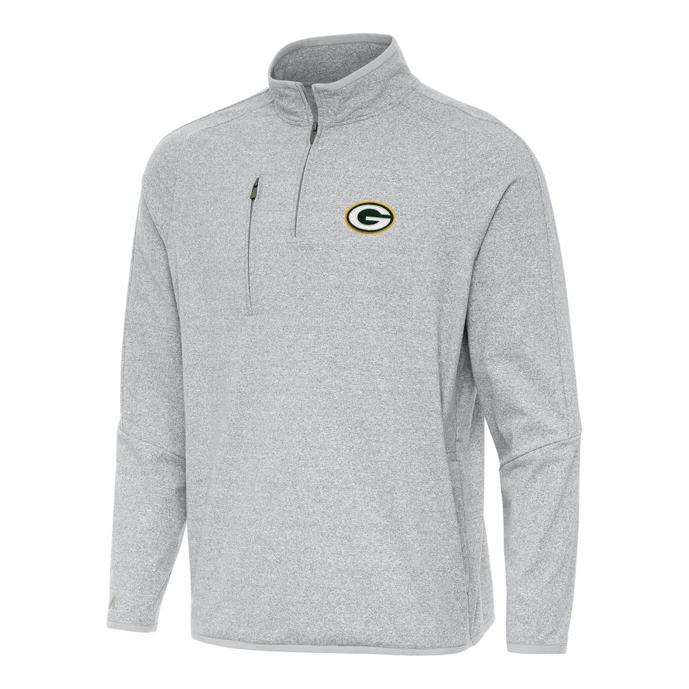 Green Bay Packers Antigua Certain Tri-Blend Quarter-Zip Top - Heather Gray Tops