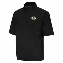 Green Bay Packers Antigua Brisk Short Sleeve Quarter-Zip Windshirt - Black Shorts