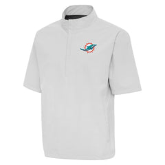 Miami Dolphins Antigua Brisk Short Sleeve Quarter-Zip Windshirt - Heather Gray Shorts