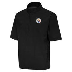 Pittsburgh Steelers Antigua Brisk Short Sleeve Quarter-Zip Windshirt - Black Shorts