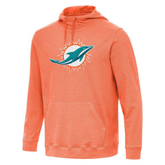 Miami Dolphins Antigua Cloud Pullover Hoodie - Heather Orange Hoodies